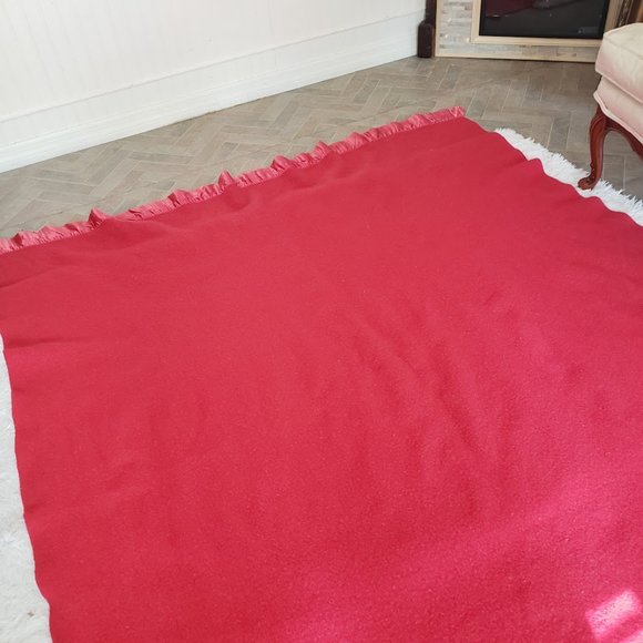 SOLD Mariposa Wool Blanket Shuler & Benninghofen All Wool Red Satin Edge 73x85 - Picture 6 of 11